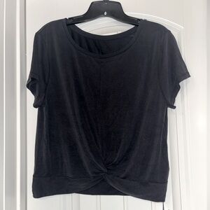 NWT ZYIA Black Short Sleeve Crop Knot Tee